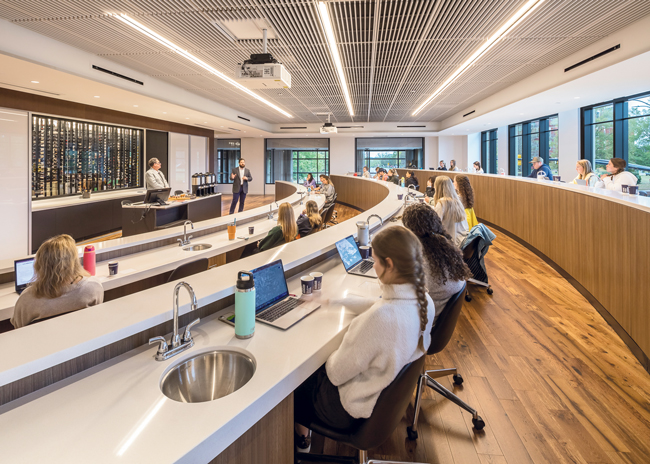 The wine and  distilled spirits classroom sits above 1856 –  Culinary Residence. 