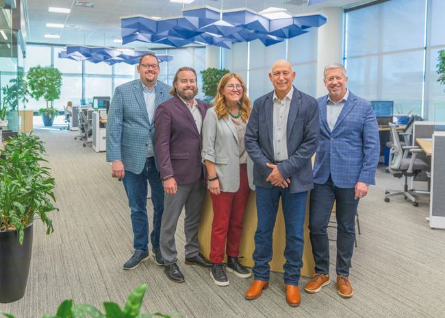 The Ricca leadership team includes (left to right) Phil Landgraf, FCSI, executive principal; Tommy Hughes, executive principal business development and marketing;  Tarah Schroder, FCSI, LEED AP, vice president;  Lenny Condenzio, FCSI, CEO and Sean Callinan, FCSI, president.