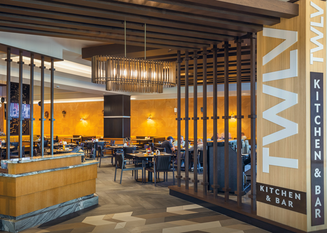 TWLV Kitchen & Bar features American-style cuisine for breakfast, lunch and dinner.