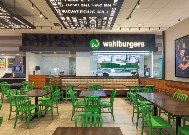 Wahlburgers features burgers and other fast-casual fare.