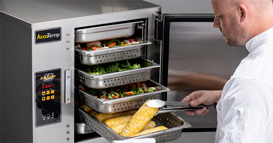 High-volume operations appreciate the Evolution steamer for its consistent performance.